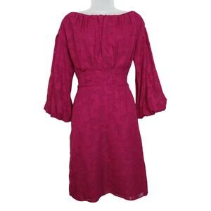 Maggy London Puff Sleeve Burnout Dress Burgundy Size 6